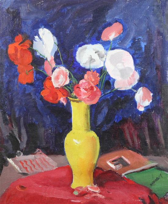 Philip Naviasky (1894-1983) Still life of flowers in yellow vase 23.5 x 20in.